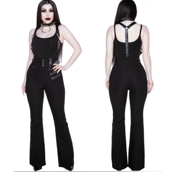 Killstar Corporate Misfit Black Suspender Pants  XS - Picture 1 of 13